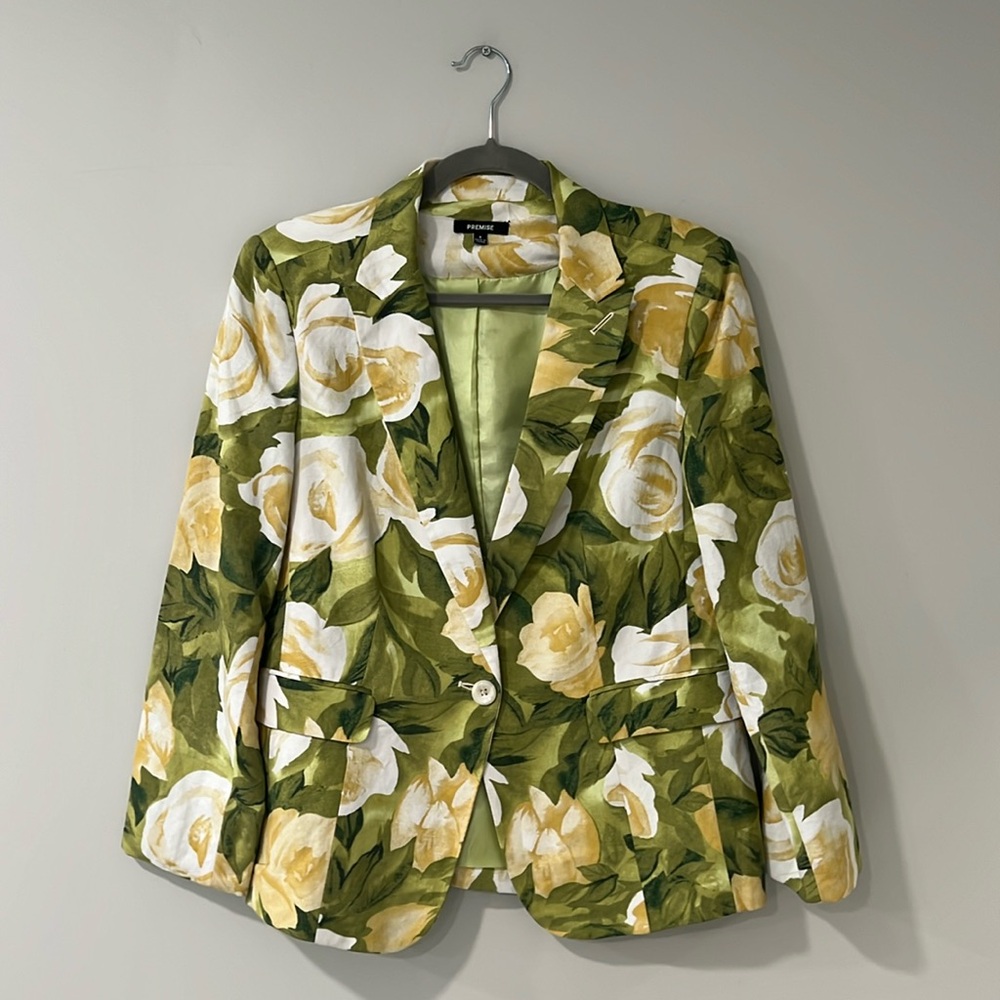 Premise Linen Blend Floral Blazer 8